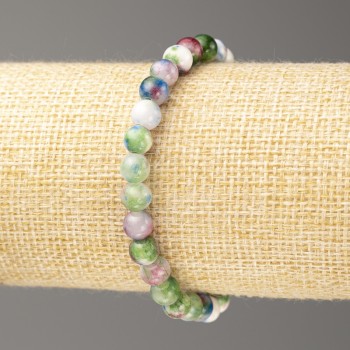 Sale! Bracelet blue, pink, green, white Ocean Jade (acrylic imitation), diameter 6mm ±, length 18cm ±, smooth bead on elastic