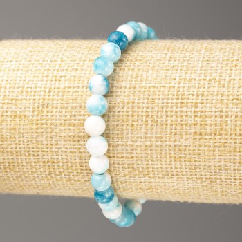Sale! Blue-White Ocean Jade Bracelet (imitation jade, acrylic), diameter 6mm, length 18cm, smooth beads on elastic