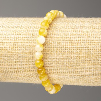 Sale! Yellow and White Oceanic Nephrite Bracelet (Imitation Acrylic), 6 mm Diameter +/-, 18 cm Length +/- Smooth Bead on Elastic