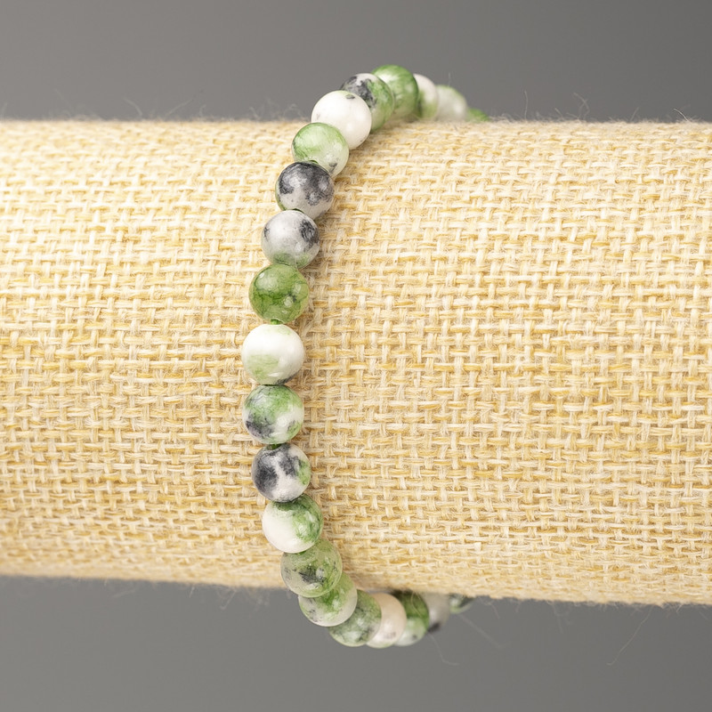 Sale! Ocean Jade bracelet green-gray-white (imitation acrylic), bead diameter 6mm +/-, length 18cm +/-, smooth beads on elastic