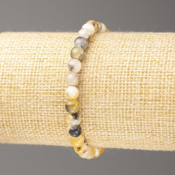 Sale! Ocean Jade Bracelet yellow-gray-white (imitation acrylic), 6 mm diameter ±, 18 cm length ±, smooth bead on elastic