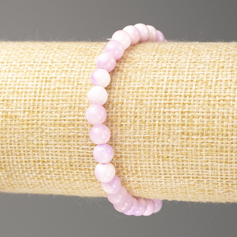 Discount! Lilac-white Oceanic Nephrite bracelet (imitation acrylic), diameter 6mm ±, length 18cm ±, smooth bead on elastic