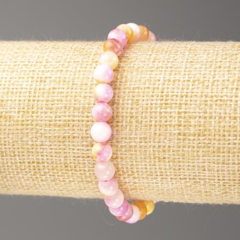 Sale! Yellow-pink-white ocean jade bracelet (imitation acrylic), diameter 6 mm ±, length 18 cm ±, smooth beads on elastic