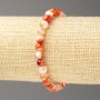 Sale! White and Russet Oceanic Nephrite Bracelet (imit. acrylic), 6 mm diameter ±, length 18 cm ±, smooth beads on elastic