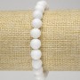 White Agate Bracelet (pressed) - smooth beads, 8 mm diameter ± (stretch)