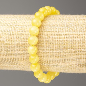 Discount! Citrine Bracelet (Acrylic Imitation), 8 mm diameter ±, length 18 cm ±, smooth bead on elastic