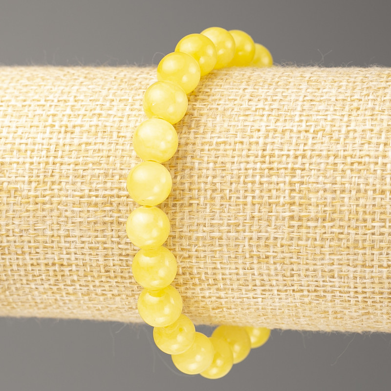 Discount! Citrine Bracelet (Acrylic Imitation), 8 mm diameter ±, length 18 cm ±, smooth bead on elastic