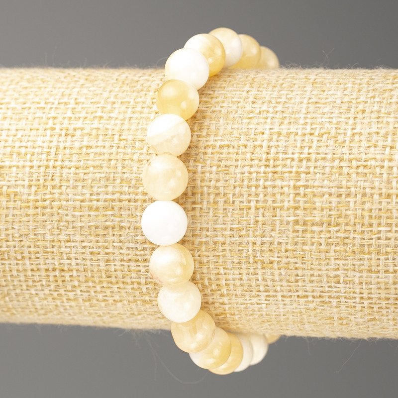 Bracelet Balamut Pearl Acrylic, 8mm diameter, 18cm length, smooth beads on elastic