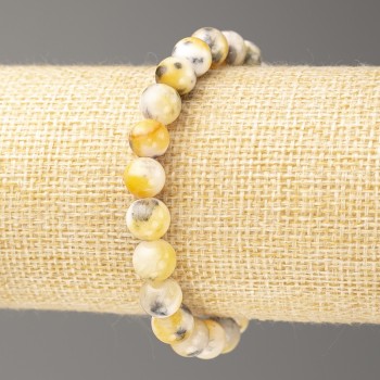 Sale! Bracelet Gray-Yellow-White Ocean Jade (Imitation Acrylic), diameter 8 mm ±, length 18 cm ±, smooth beads on elastic