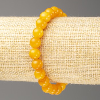 Discount! Amber Bracelet (acrylic imitation), 8mm diameter ±, 18cm length ±, smooth bead on elastic