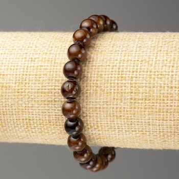 Discount! Tiger's Eye Bracelet (Acrylic Imitation), 8 mm diameter, 18 cm length, smooth beads on elastic
