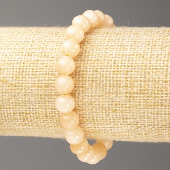 Sale! Selenite Imitation Bracelet (Acrylic), 8mm Diameter ±, 18cm Length ±, Smooth Bead on Elastic