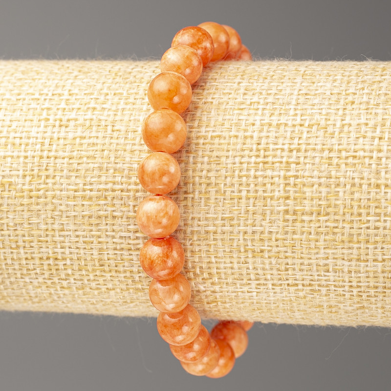 Sale! Orange Coral Bracelet (acrylic imitation), 8 mm diameter ±, length 18 cm ± smooth bead on elastic