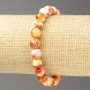 Discount! Yellow, Rust, and White Ocean Jade Bracelet (Imitation Acrylic), 8 mm diameter beads, approx 18 cm length, smooth beads on elastic