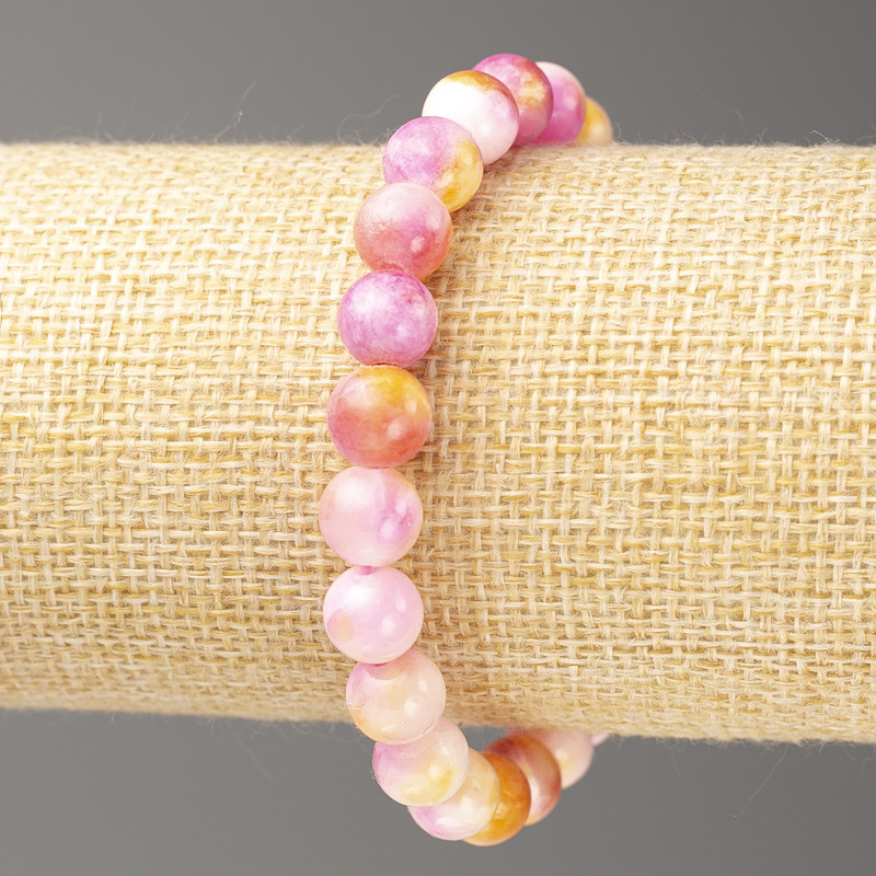 Discount! Pink-Yellow-White Ocean Jade Bracelet