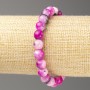 Bracelet raspberry-gray-white 'Oceanic Jade' (synthetic acrylic), 8 mm beads, length about 18 cm, smooth beads on elastic cord
