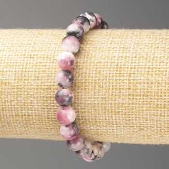 Discount! Pink-gray-white Oceanic Jade Bracelet (imitation acrylic), 8 mm diameter ±, length 18 cm ±, smooth beads on elastic cord