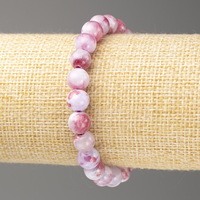 SALE! Dark-pink and lilac "Ametrine" bracelet (imitation acrylic) smooth bead, diameter 8mm +-, length 18cm+- stretch