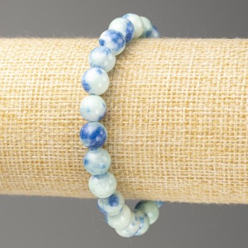 Discount! Blue and Sky-Blue Ocean Jade Bracelet (acrylic imitation), 8mm diameter ±, 18cm length ±, smooth bead on elastic