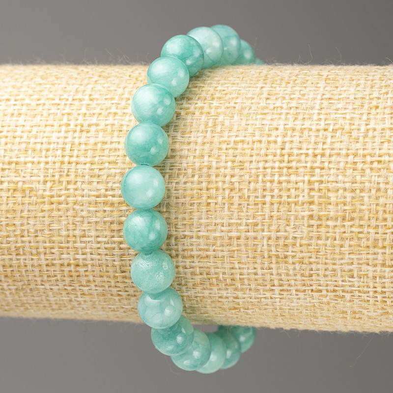 Discount! Aquamarine Bracelet (acrylic imitation), 8 mm diameter ±, length 18 cm ±, smooth beads on elastic