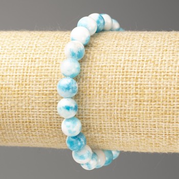 Discount! Blue-White Ocean Nephrite Bracelet (imitation acrylic), 8mm diameter ±, length 18cm ±, smooth beads on elastic