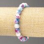 Sale! Bracelet in Blue, Pink, and White Oceanic Jade (Imitation Acrylic), diameter 8mm ±, length 18cm ±, smooth beads on elastic