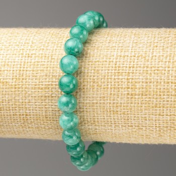 Discount! Amazonite Bracelet (imitation acrylic), 8 mm diameter ±, length 18 cm ±, smooth bead on elastic