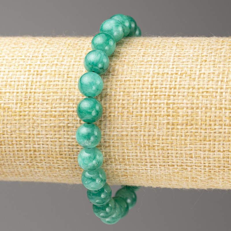 Discount! Amazonite Bracelet (imitation acrylic), 8 mm diameter ±, length 18 cm ±, smooth bead on elastic
