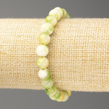 Discount! Bracelet green, yellow, and white Ocean Jade (imitation acrylic), diameter 8mm ±, length 18cm ±, a smooth bead on elastic