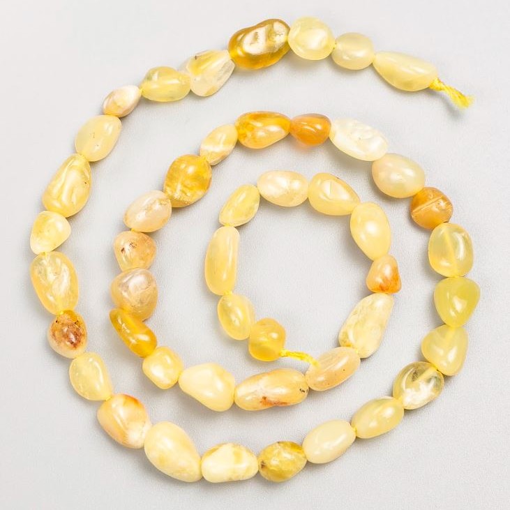 Yellow Agate Beads on Cord, Tumbled, 8x11–6x8 mm, 41 cm long