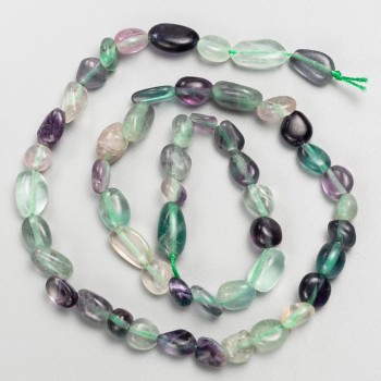Natural fluorite beads on a thread, tumbled, size 7x11-6x8 mm, length 40 cm