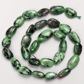 Zoisite Beads on Thread, Tumbled, 15x9 mm, length 41 cm