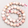 Beads on thread, pink opal, natural stone, smooth round beads, 10 mm diameter, 39 cm length +