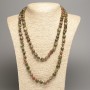 Long Unakite Jasper Necklace, faceted beads, bead size 5x8 mm +/-, length 110 cm +/-