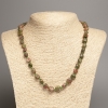 Unakite Jasper Necklace with Faceting, Bead Diameter 5-8-10 mm ±, Length 50 cm