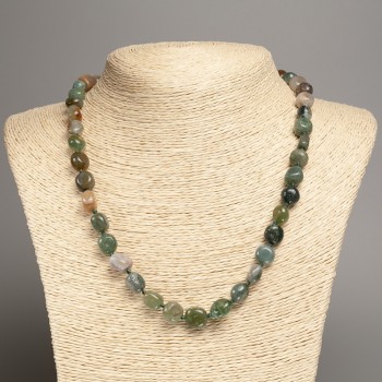 Moss Agate Bead Necklace, faceted, diameter 5×8-10 mm, length 50 cm ±
