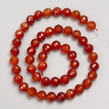 Carnelian Beads - Faceted 8mm on Thread, 38cm+