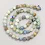Chrysocolla and Azurite natural stone beads, 6mm faceted round beads on thread, length 38cm+