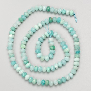 Amazonite natural stone beads - faceted rondelle on thread, diameter 5×3.5 mm, length 38 cm+