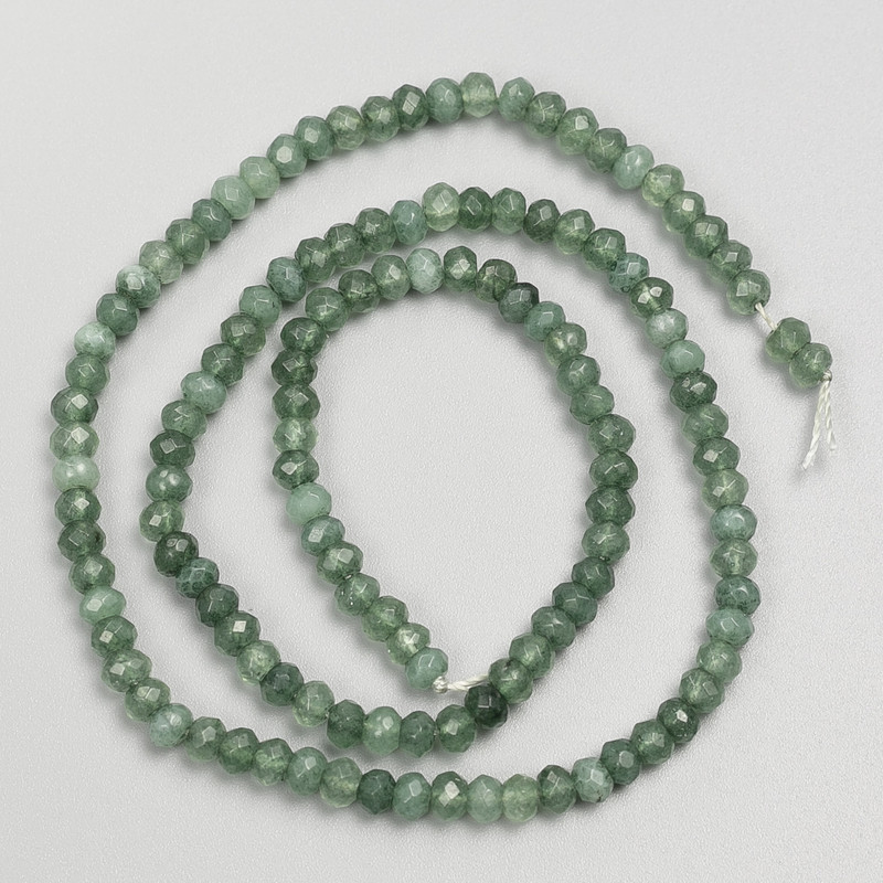 Imitation jade beads, faceted rondelle on thread, 4x3 mm, length 38 cm