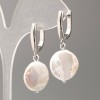 Baroque Pearl Earrings, diameters 16 and 4 mm, length 37 mm, with a petrol tint