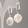 Baroque Pearl Earrings, diameters 16 and 4 mm, length 37 mm, with a petrol tint