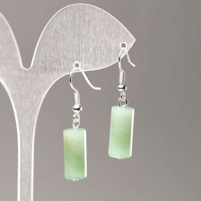 Nephrite Cylinder Earrings, diameter 17.5 x 8 mm +