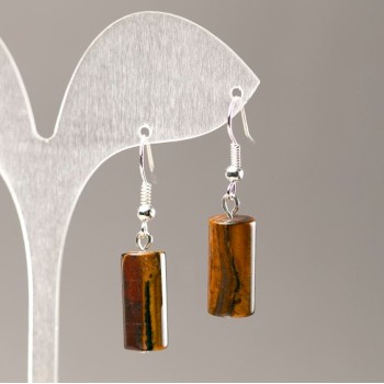 Tiger's Eye Cylinder Earrings, diameter 17.5×8 mm+