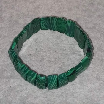 Malachite bracelet with rectangular stones, 21x8 mm, length 18 cm+