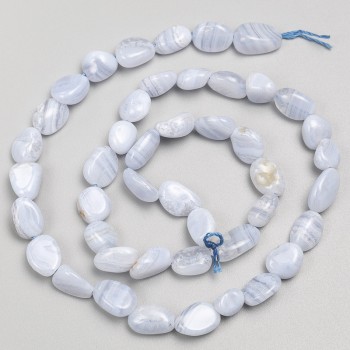 Lace Agate Beads, hammered texture on thread, 8×10 mm diameter, 42 cm length