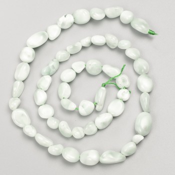 Beads, green Angelite stone, faceted on thread, 7x7 mm diameter, 38 cm length