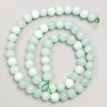 Larimar Beads: Smooth Round Stones on Thread, 6 mm Diameter, 38 cm Length