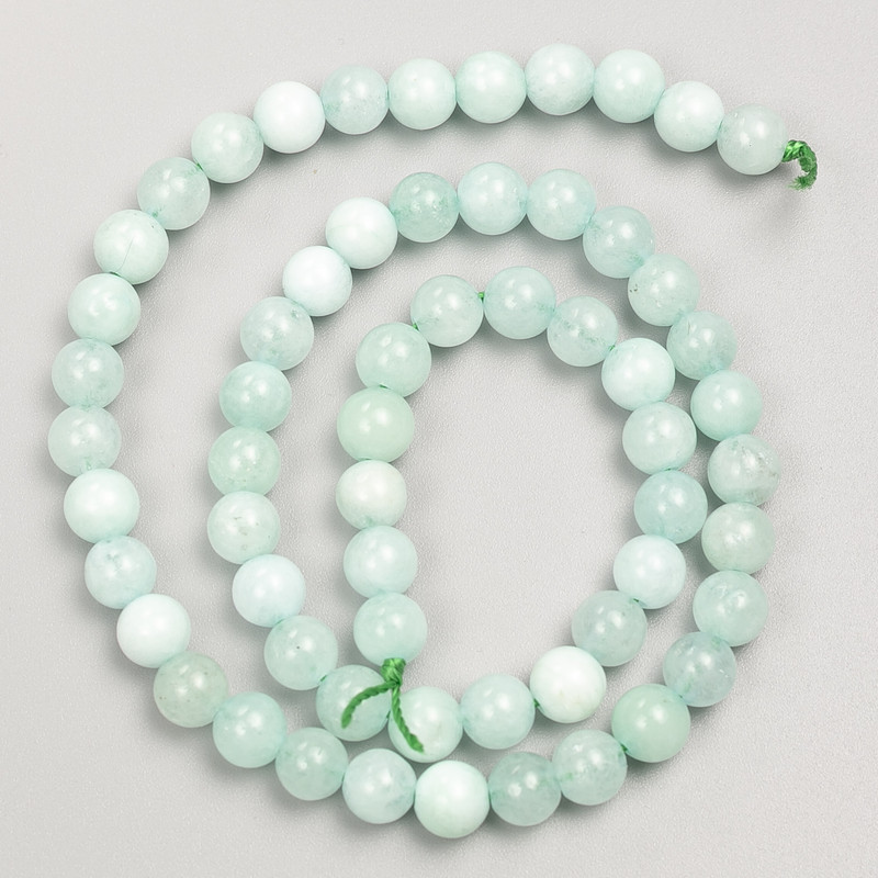 Larimar Beads: Smooth Round Stones on Thread, 6 mm Diameter, 38 cm Length