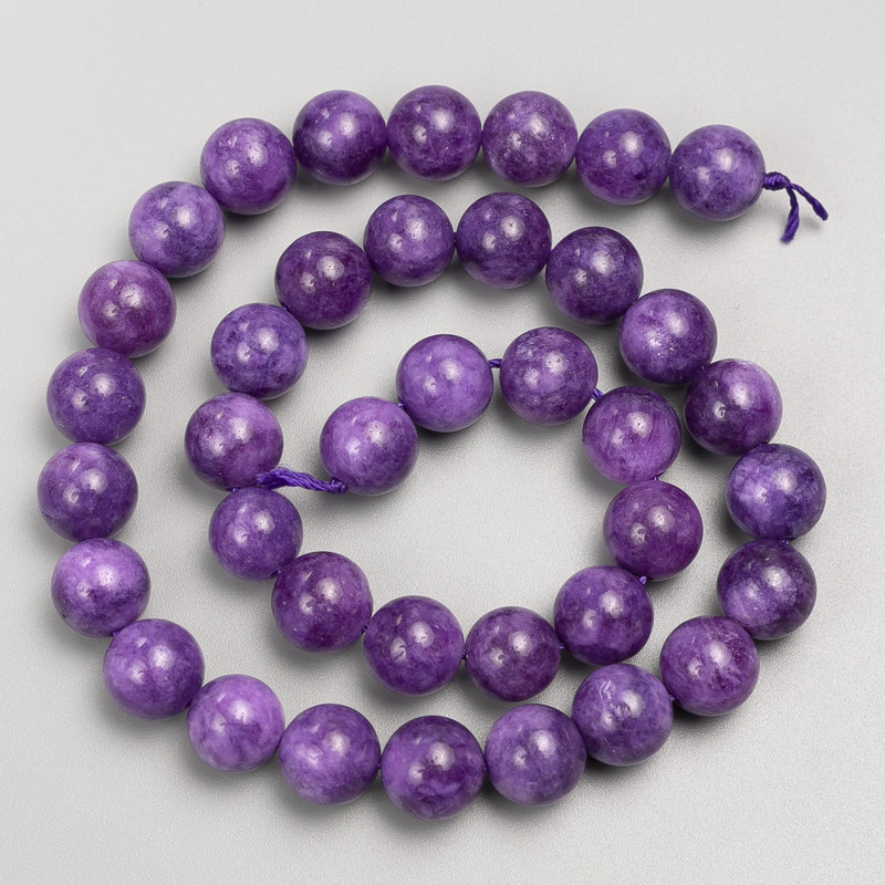Sugilite Stone Beads - Smooth Round Bead on Thread, 10 mm Diameter, 38 cm Length